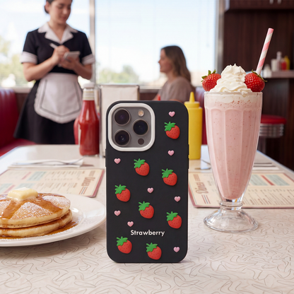 Θήκη για Apple iPhone 16 Pro Max, OEM, Strawberry, Μαύρη