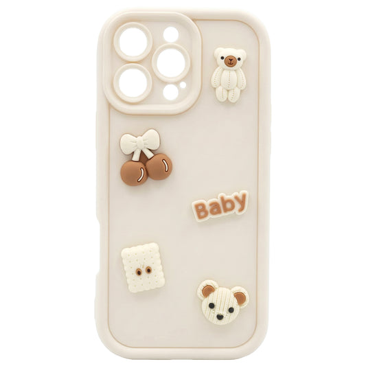 Θήκη για Apple iPhone 15 Pro, OEM, Ultra Trendy 3D Bear, Μπεζ