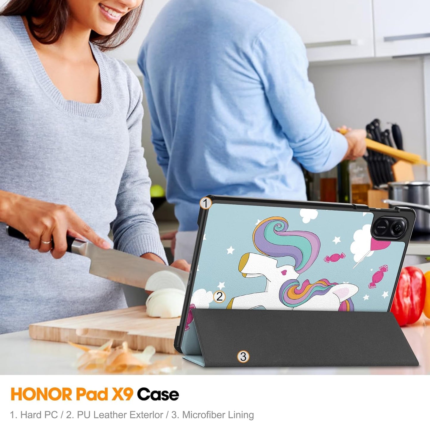 Θήκη για Honor Pad X8a, Techsuit, FoldPro Unicorn, Πολύχρωμη