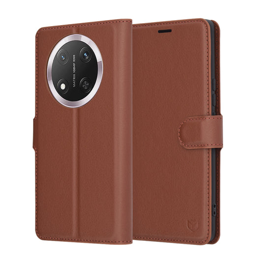 Θήκη για Honor X9c / Magic7 Lite, Techsuit, Δερμάτινο Φύλλο, Καφέ