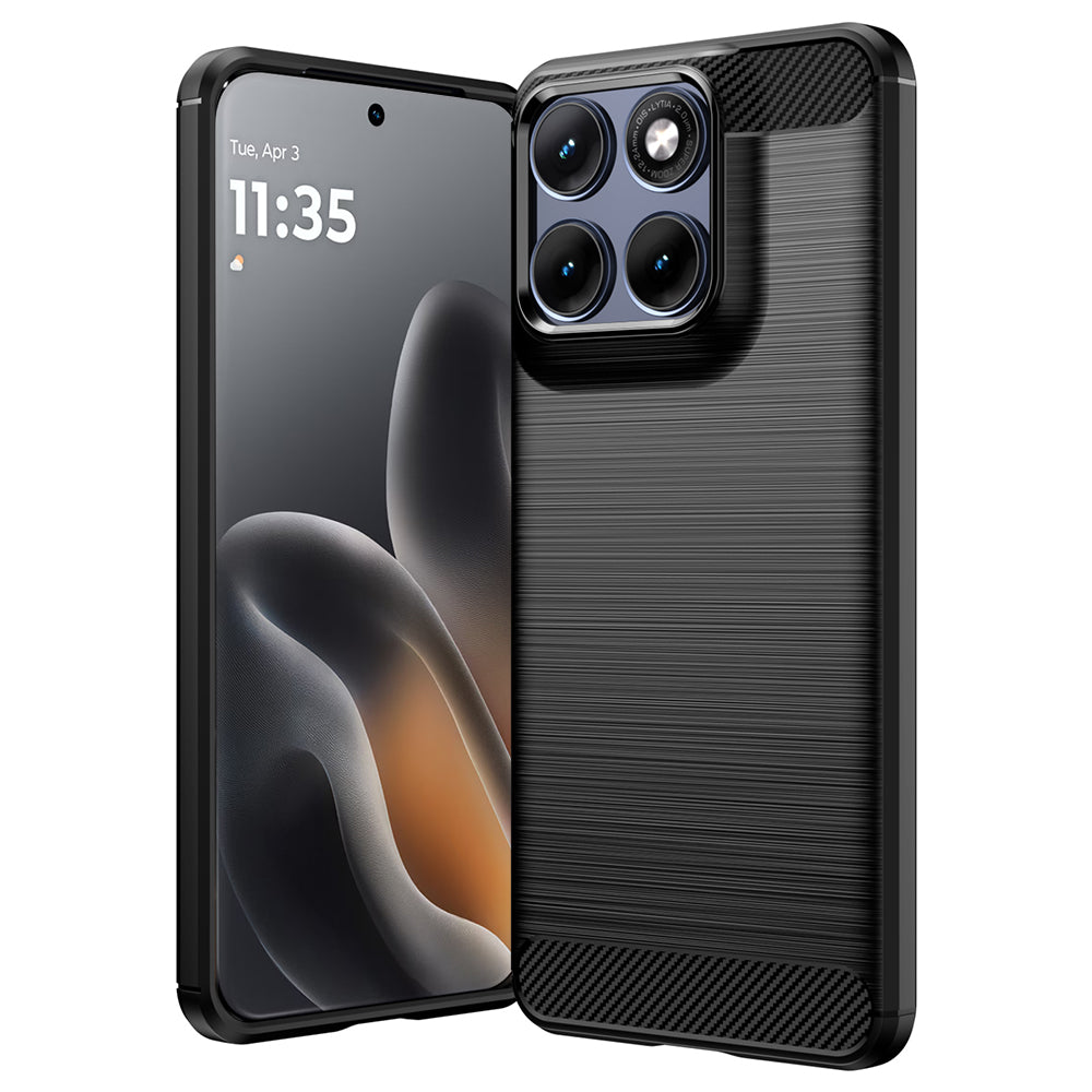 Θήκη για Motorola Edge 70 Fusion, Techsuit, Καρμπόν, Μαύρη