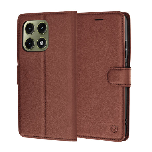 Case for Motorola Edge 70 Pro, Techsuit, Leather Folio, Brown