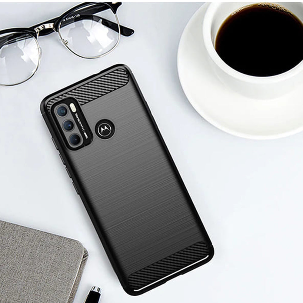Θήκη για Motorola Moto G60, Techsuit, Carbon, Μαύρη