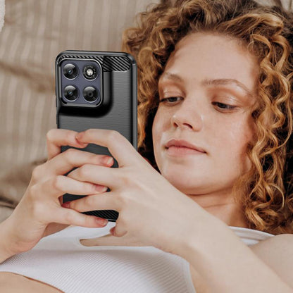 Θήκη για Motorola Moto G77 / G67, Techsuit, Καρμπόν, Μαύρη