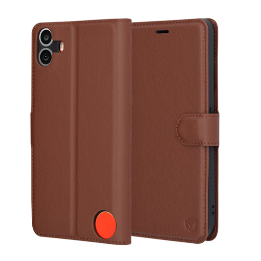 Θήκη για Nothing CMF Phone 1, Techsuit, Leather Folio, Καφέ
