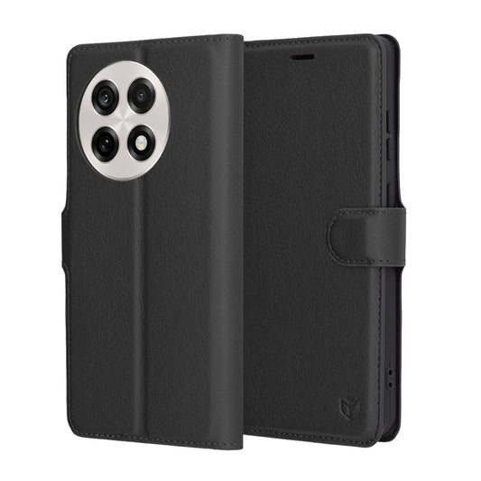 Case for OnePlus 13R, Techsuit, Leather Folio, Black