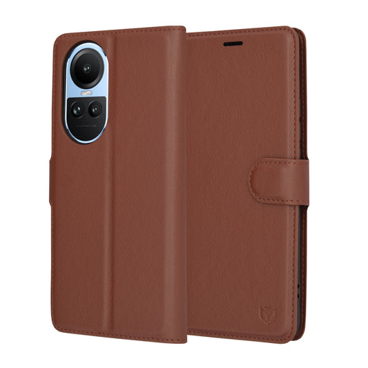 Θήκη για Oppo Reno10 / Reno10 Pro, Techsuit, Δερμάτινο Φύλλο, Καφέ