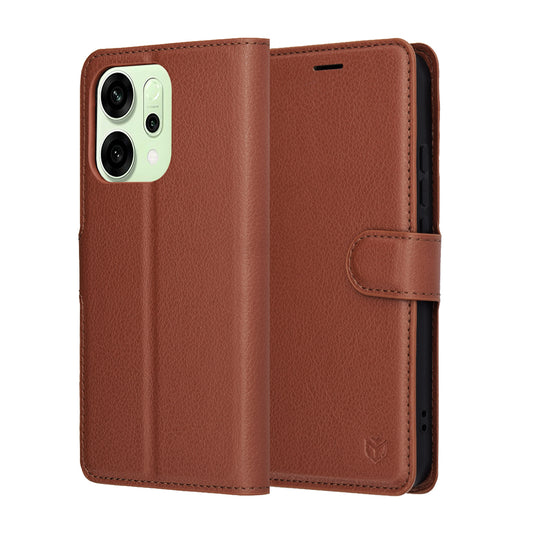 Θήκη για Oppo Reno14, Techsuit, Leather Folio, Καφέ