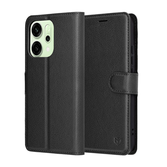 Θήκη για Oppo Reno14, Techsuit, Leather Folio, Μαύρη
