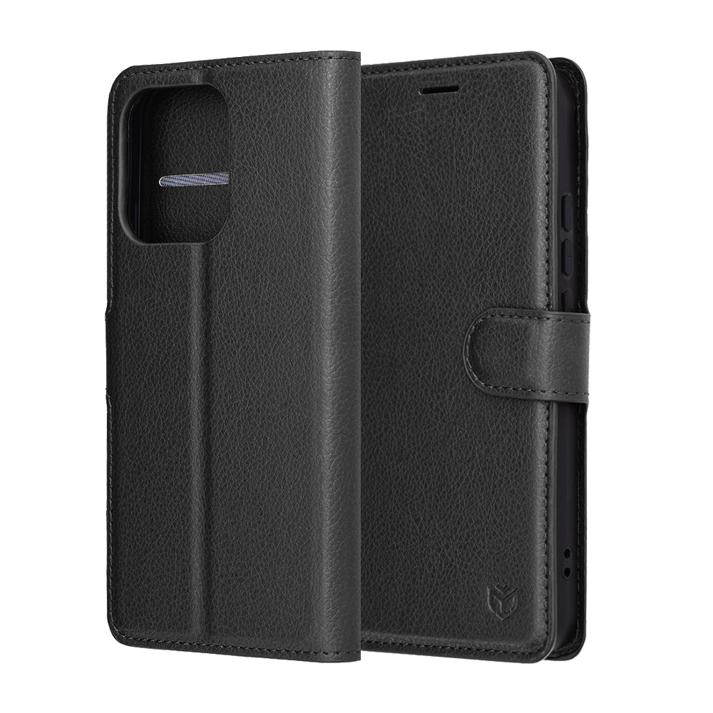 Case for Oppo Reno14, Techsuit, Leather Folio, Black