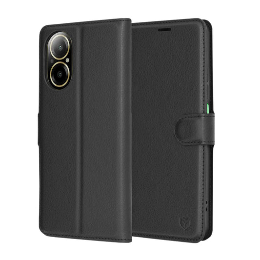 Θήκη για Realme C67 4G, Techsuit, Δερμάτινο Φύλλο, Μαύρο