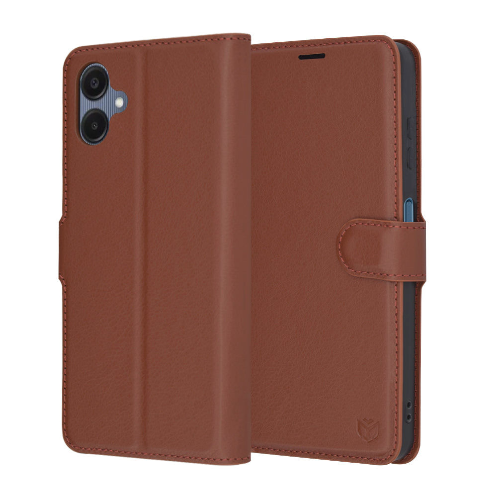 Case for Samsung Galaxy A06 A065, Techsuit, Leather Folio, Brown