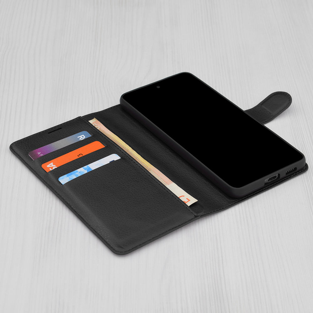 Case for Samsung Galaxy A16 5G A166 / A16 4G A165, Techsuit, Leather Folio, Black