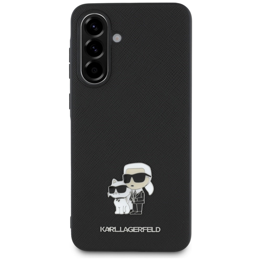 Θήκη για Samsung Galaxy A36 A366, Karl Lagerfeld, Saffiano Karl & Choupette Metal, Μαύρη