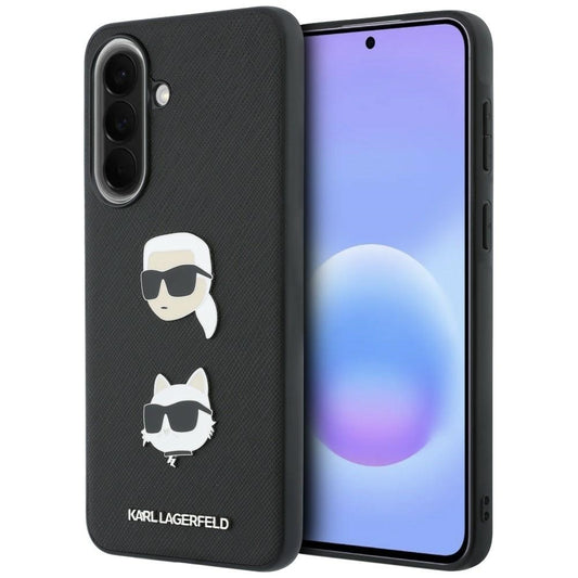 Θήκη για Samsung Galaxy A37 5G, Karl Lagerfeld, Grained Karl & Choupette's Heads Pins and Logo, Μαύρη