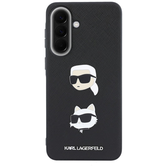 Θήκη για Samsung Galaxy A37 5G, Karl Lagerfeld, Grained Karl & Choupette's Heads Pins and Logo, Μαύρη