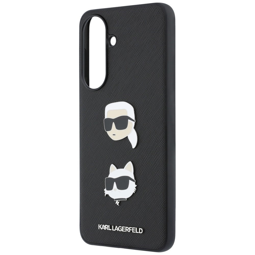 Θήκη για Samsung Galaxy A57 5G, Karl Lagerfeld, Grained Karl & Choupette's Heads Pins and Logo, Μαύρη