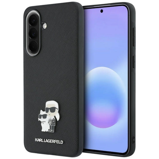 Θήκη για Samsung Galaxy A57 5G, Karl Lagerfeld, Saffiano Karl & Choupette Metal, Μαύρη