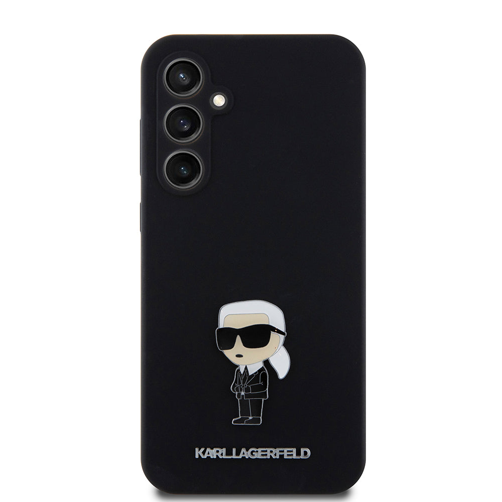 Θήκη για Samsung Galaxy S23 FE S711, Karl Lagerfeld, Silicone Ikonik Karl Metal, Μαύρη