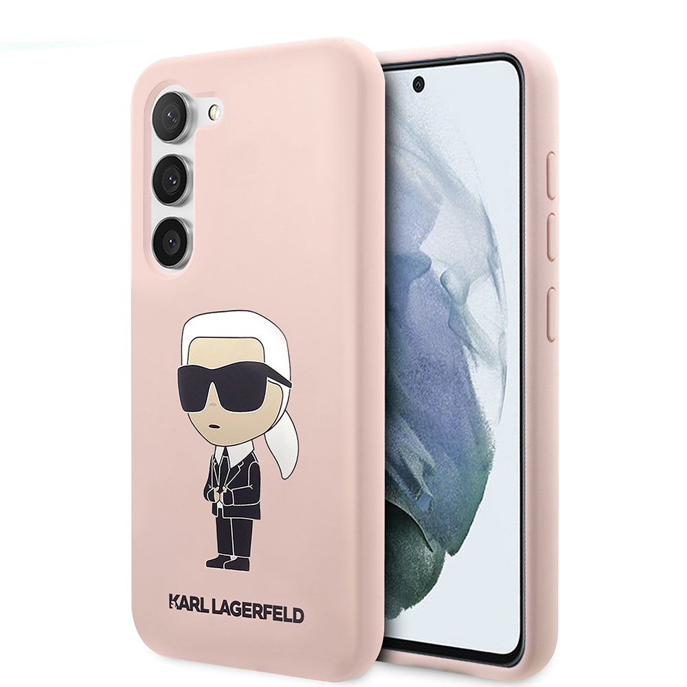 Case for Samsung Galaxy S23+ S916, Karl Lagerfeld, Ikonik Karl Silicone, Pink