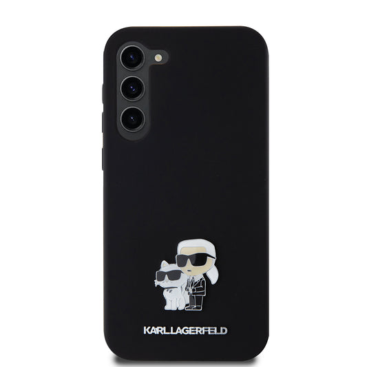 Θήκη για Samsung Galaxy S23+ S916, Karl Lagerfeld, Silicone Karl & Choupette Metal, Μαύρη