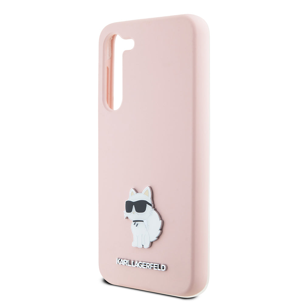 Θήκη για Samsung Galaxy S23 S911, Karl Lagerfeld, Silicone Choupette Metal, Ροζ