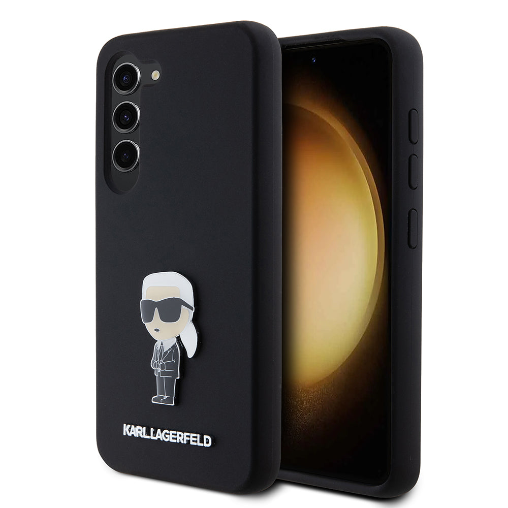 Θήκη για Samsung Galaxy S23 S911, Karl Lagerfeld, Silicone Ikonik Karl Metal, Μαύρη