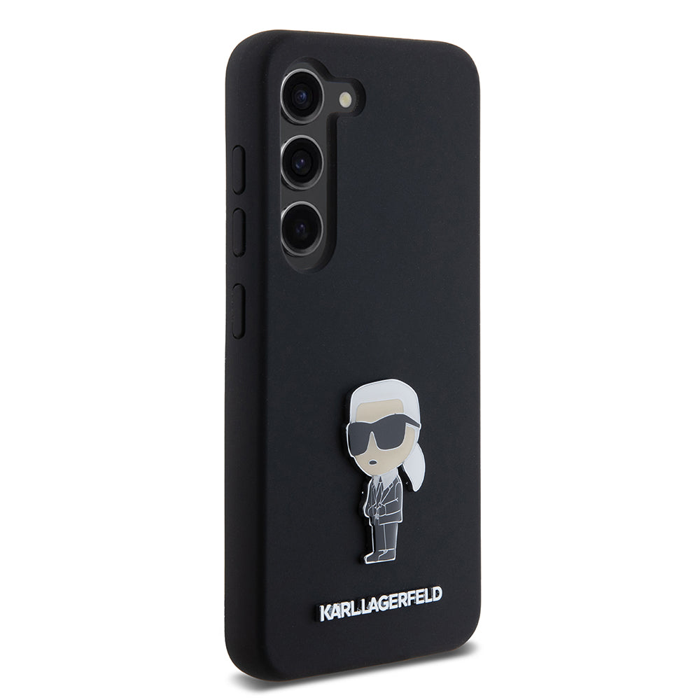 Θήκη για Samsung Galaxy S23 S911, Karl Lagerfeld, Silicone Ikonik Karl Metal, Μαύρη