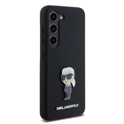 Θήκη για Samsung Galaxy S23 S911, Karl Lagerfeld, Silicone Ikonik Karl Metal, Μαύρη