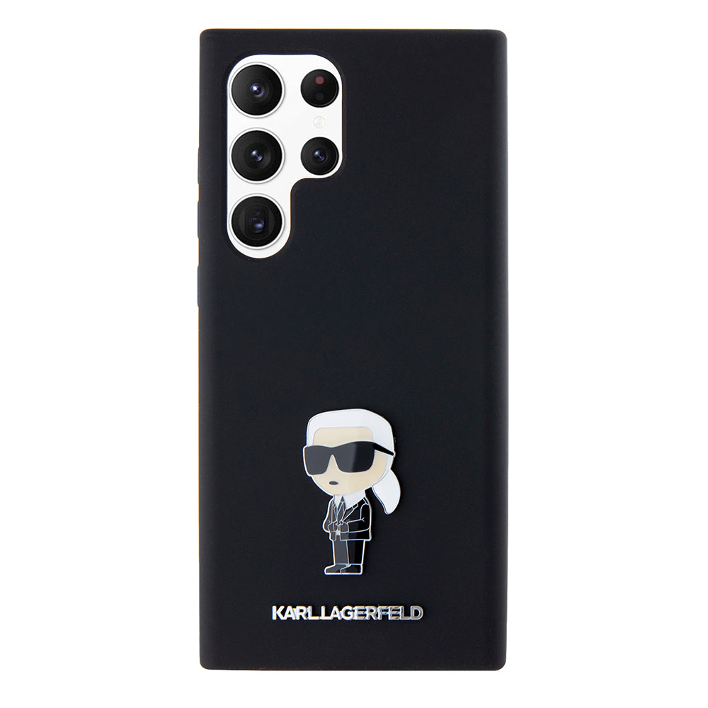 Θήκη για Samsung Galaxy S23 Ultra S918, Karl Lagerfeld, Silicone Ikonik Karl Metal, Μαύρη