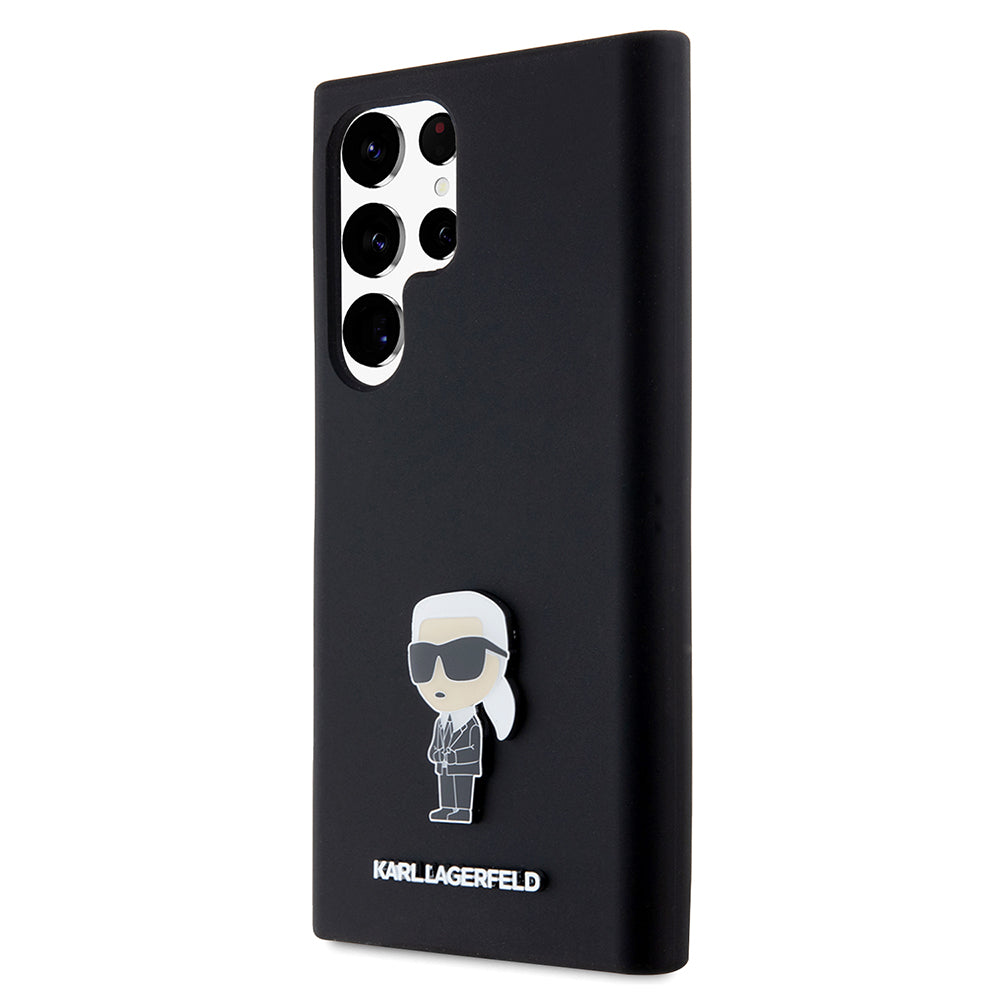 Θήκη για Samsung Galaxy S23 Ultra S918, Karl Lagerfeld, Silicone Ikonik Karl Metal, Μαύρη