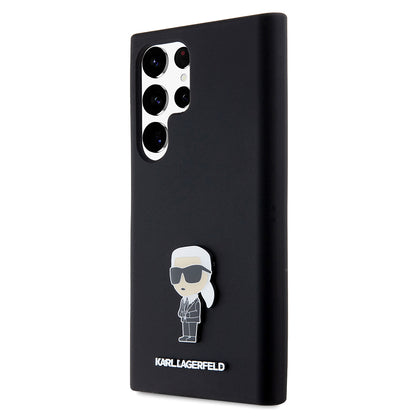 Θήκη για Samsung Galaxy S23 Ultra S918, Karl Lagerfeld, Silicone Ikonik Karl Metal, Μαύρη