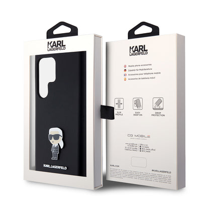 Θήκη για Samsung Galaxy S23 Ultra S918, Karl Lagerfeld, Silicone Ikonik Karl Metal, Μαύρη