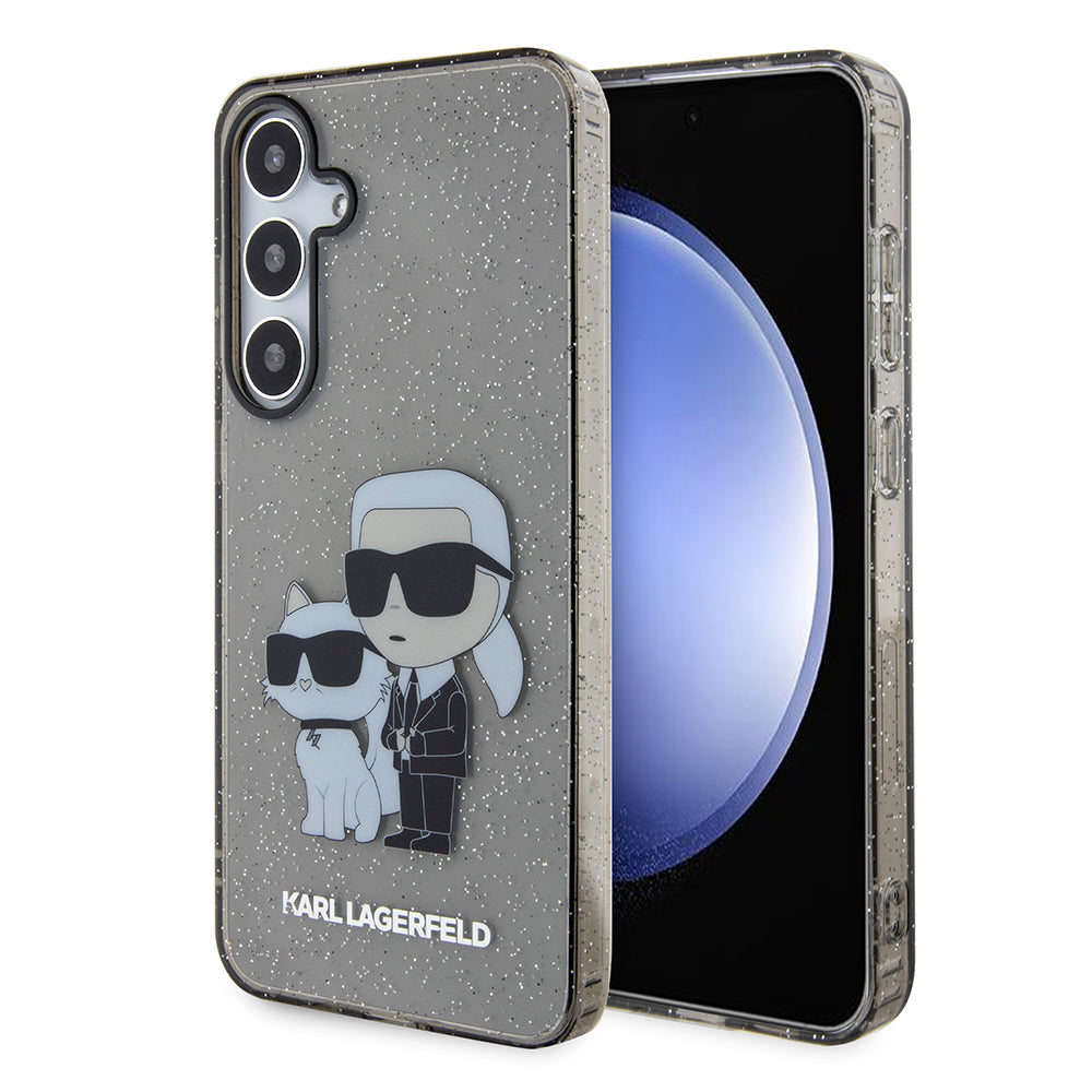 Θήκη για Samsung Galaxy S24+ S926, Karl Lagerfeld, Glitter Karl & Choupette, Μπλε