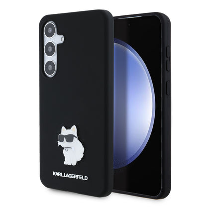 Θήκη για Samsung Galaxy S24+ S926, Karl Lagerfeld, Silicone Choupette Metal, Μαύρη