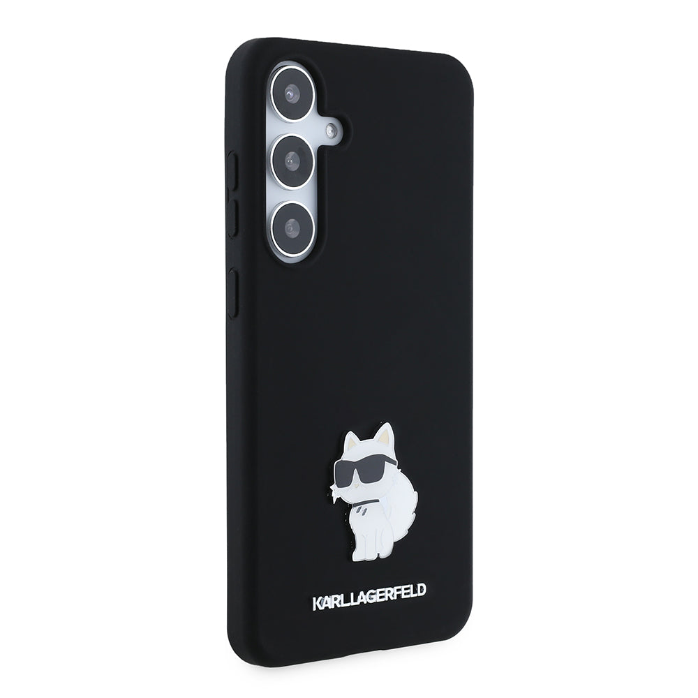 Θήκη για Samsung Galaxy S24+ S926, Karl Lagerfeld, Silicone Choupette Metal, Μαύρη