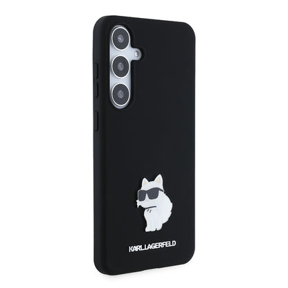 Θήκη για Samsung Galaxy S24+ S926, Karl Lagerfeld, Silicone Choupette Metal, Μαύρη