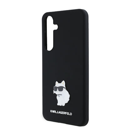 Θήκη για Samsung Galaxy S24+ S926, Karl Lagerfeld, Silicone Choupette Metal, Μαύρη