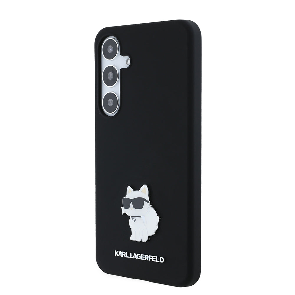 Θήκη για Samsung Galaxy S24+ S926, Karl Lagerfeld, Silicone Choupette Metal, Μαύρη
