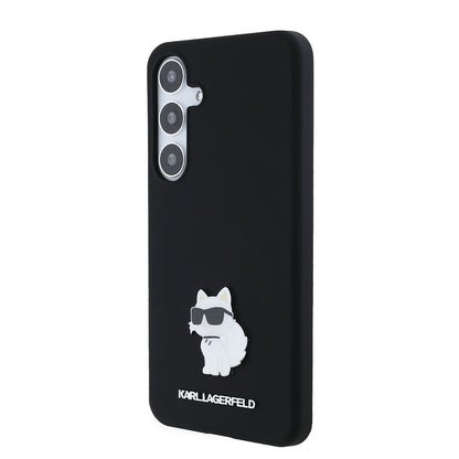 Θήκη για Samsung Galaxy S24+ S926, Karl Lagerfeld, Silicone Choupette Metal, Μαύρη