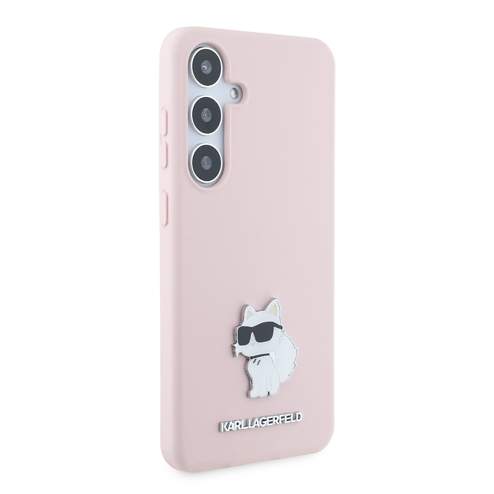 Θήκη για Samsung Galaxy S24+ S926, Karl Lagerfeld, Silicone Choupette Metal, Ροζ
