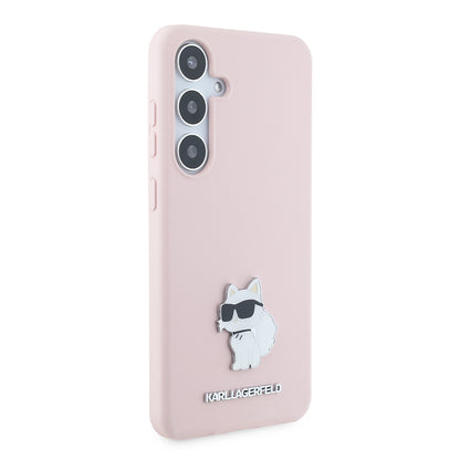 Θήκη για Samsung Galaxy S24+ S926, Karl Lagerfeld, Silicone Choupette Metal, Ροζ