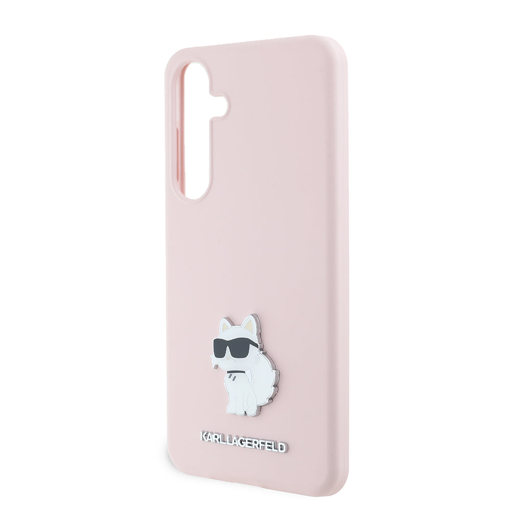 Θήκη για Samsung Galaxy S24+ S926, Karl Lagerfeld, Silicone Choupette Metal, Ροζ