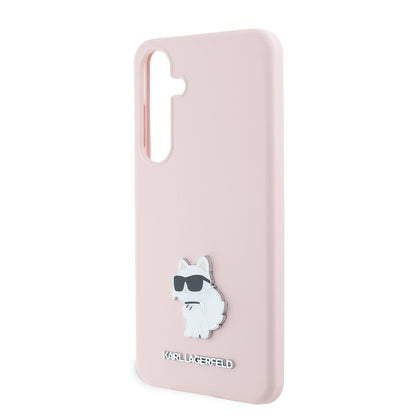 Θήκη για Samsung Galaxy S24+ S926, Karl Lagerfeld, Silicone Choupette Metal, Ροζ