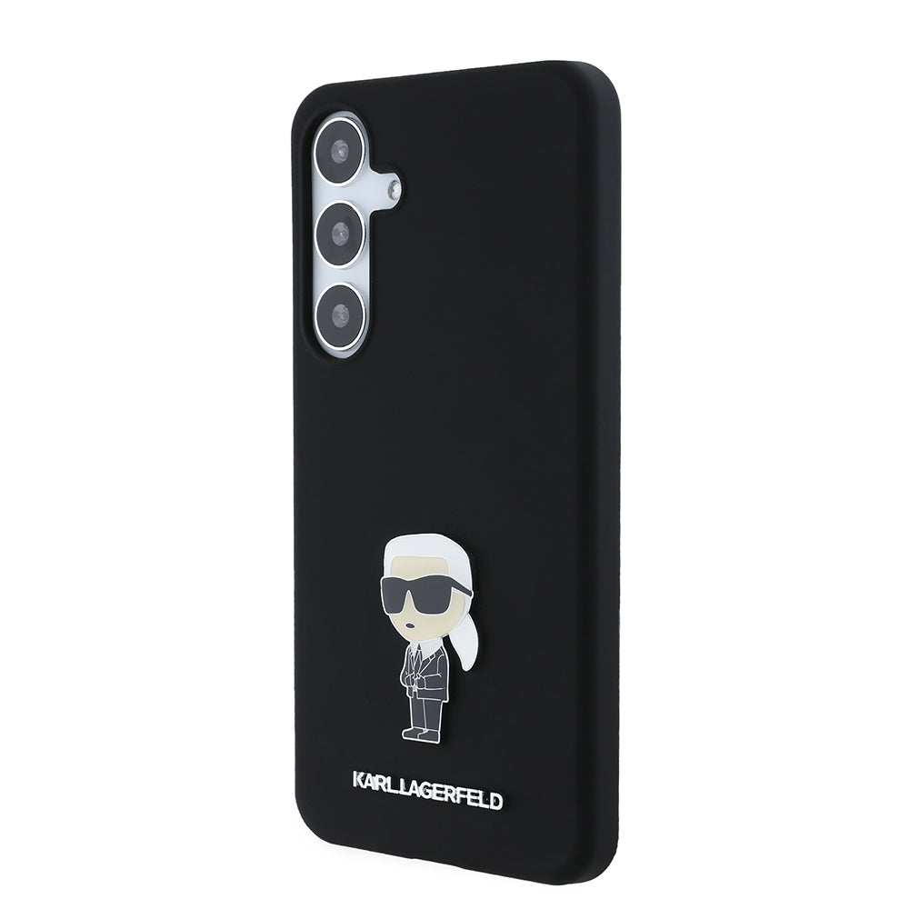 Case for Samsung Galaxy S24+ S926, Karl Lagerfeld, Silicone Ikonik Karl Metal, Black