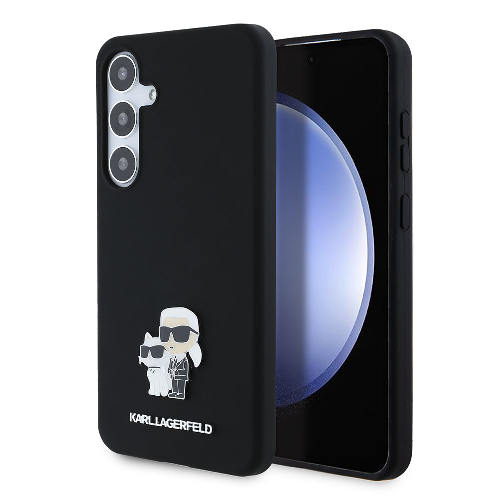 Θήκη για Samsung Galaxy S24+ S926, Karl Lagerfeld, Silicone Karl & Choupette Metal, Μαύρη