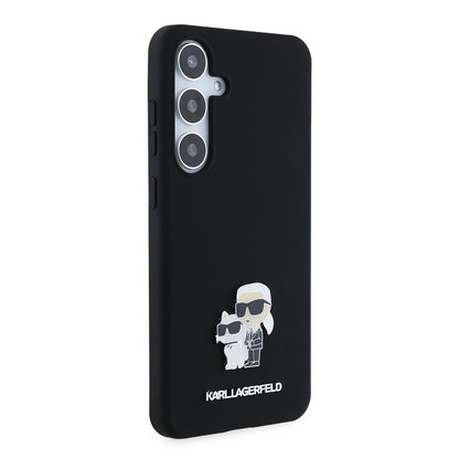 Θήκη για Samsung Galaxy S24+ S926, Karl Lagerfeld, Silicone Karl & Choupette Metal, Μαύρη