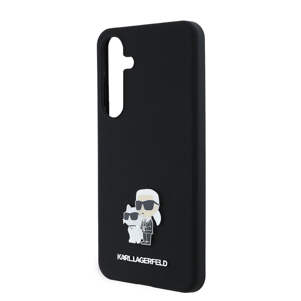 Θήκη για Samsung Galaxy S24+ S926, Karl Lagerfeld, Silicone Karl & Choupette Metal, Μαύρη