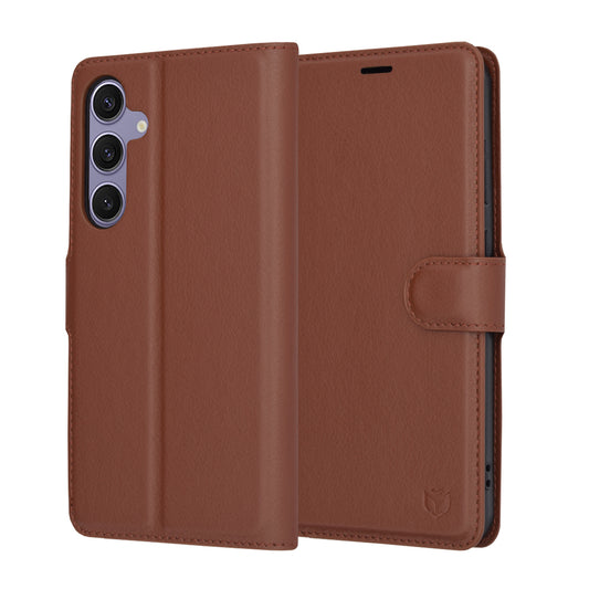 Θήκη για Samsung Galaxy S24+ S926, Techsuit, Δερμάτινο Φύλλο, Καφέ