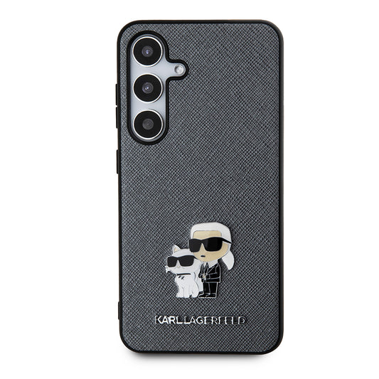 Θήκη για Samsung Galaxy S24 S921, Karl Lagerfeld, Saffiano Karl & Choupette Metal, Γκρι